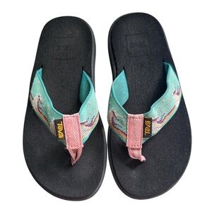 Teva Black Sandals with Teal and Pink Accents
